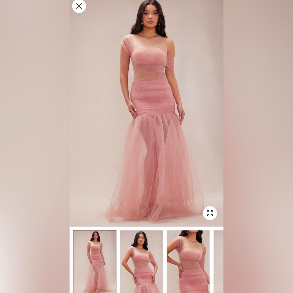 Fashion Nova Dusty Rose Tulle Mermaid Gown